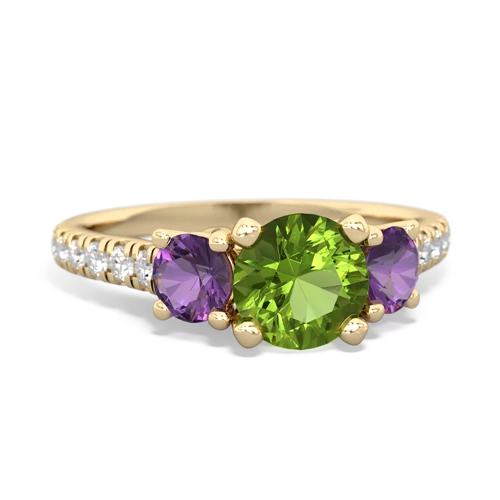 Peridot Genuine Peridot with Genuine Amethyst and  Pave Trellis ring Ring