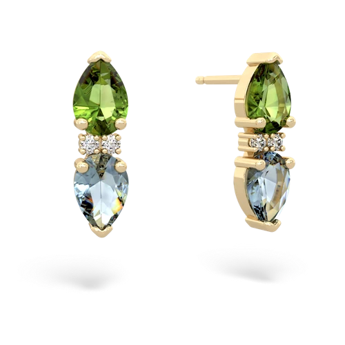 peridot-aquamarine bowtie earrings