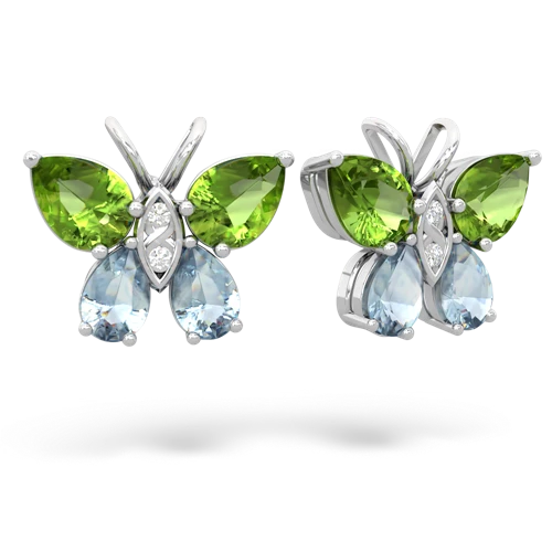 peridot-aquamarine butterfly earrings