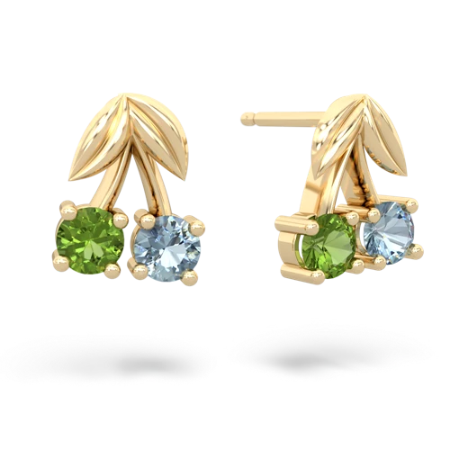 peridot-aquamarine cherries earrings