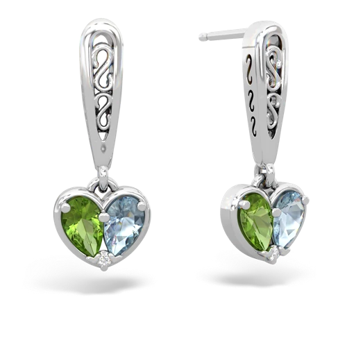 peridot-aquamarine filligree earrings