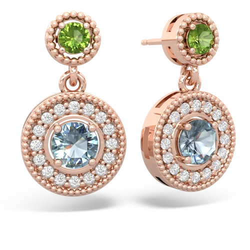 peridot-aquamarine halo earrings