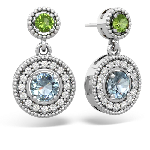 peridot-aquamarine halo earrings