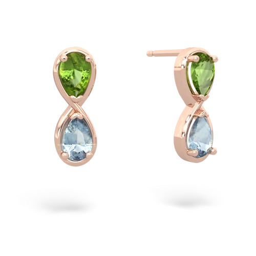 peridot-aquamarine infinity earrings