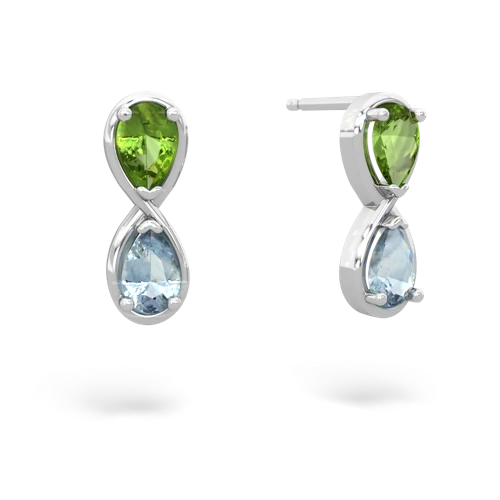 peridot-aquamarine infinity earrings