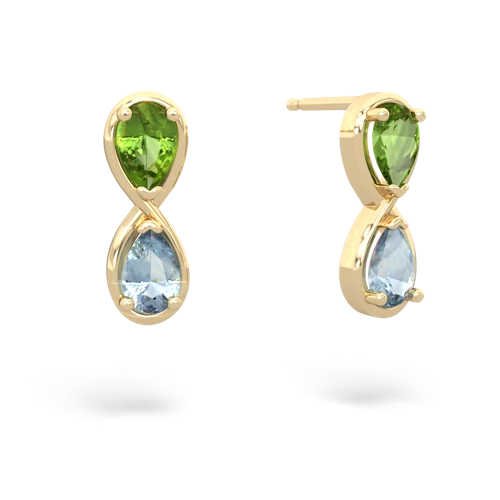 peridot-aquamarine infinity earrings