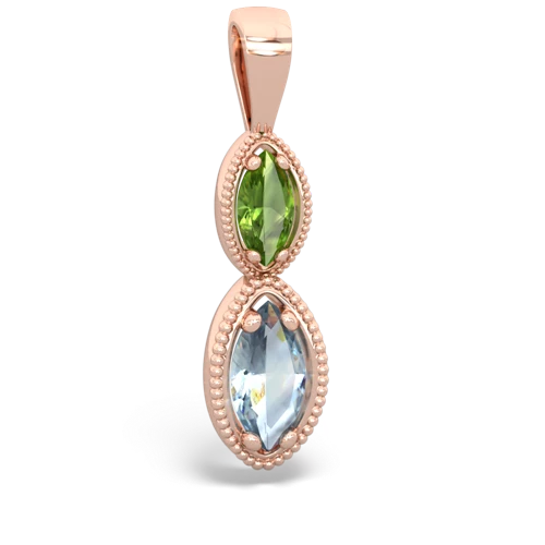 Peridot Genuine Peridot with Genuine Aquamarine Antique-style Halo pendant Pendant