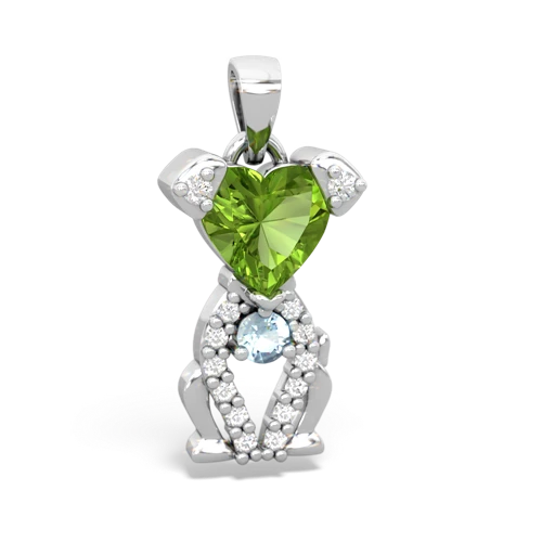 peridot-aquamarine birthstone puppy pendant