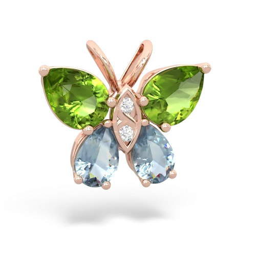 peridot-aquamarine butterfly pendant