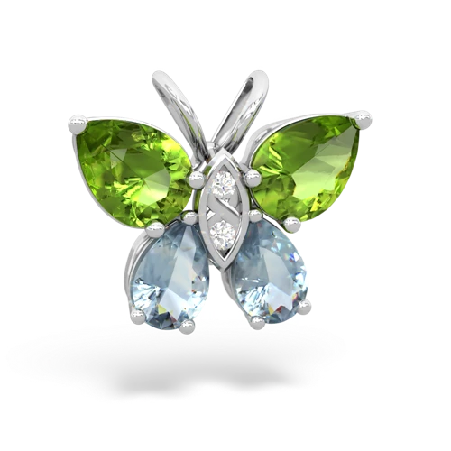 peridot-aquamarine butterfly pendant