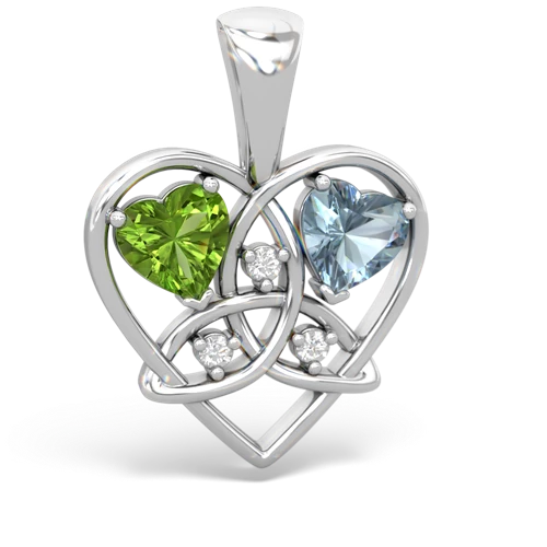 peridot-aquamarine celtic heart pendant
