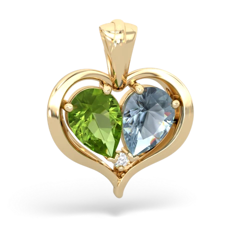 peridot-aquamarine half heart whole pendant