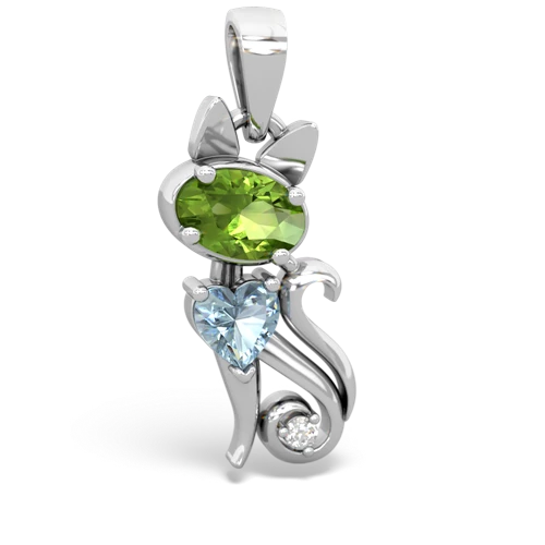 peridot-aquamarine kitten pendant