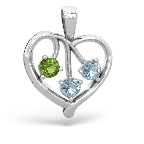 Peridot Genuine Peridot with Genuine Aquamarine and Genuine Smoky Quartz Glowing Heart pendant Pendant