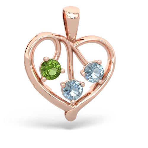 peridot-aquamarine love heart pendant