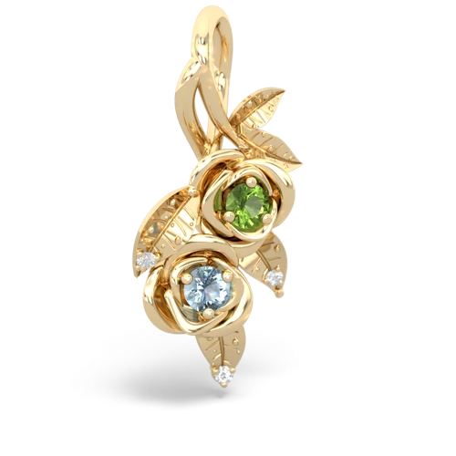 Peridot Genuine Peridot with Genuine Aquamarine Rose Vine pendant Pendant
