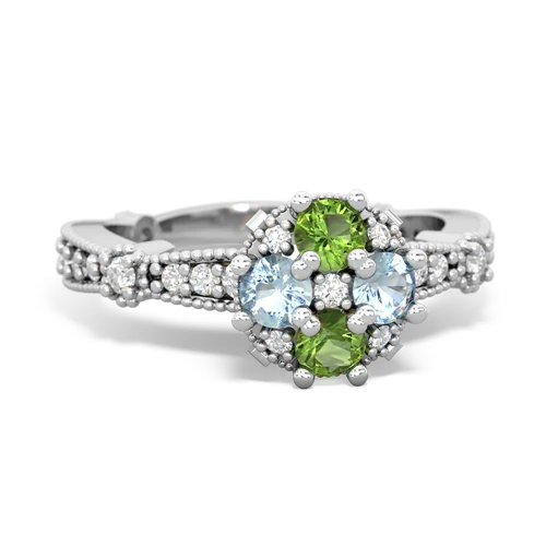 peridot-aquamarine art deco engagement ring