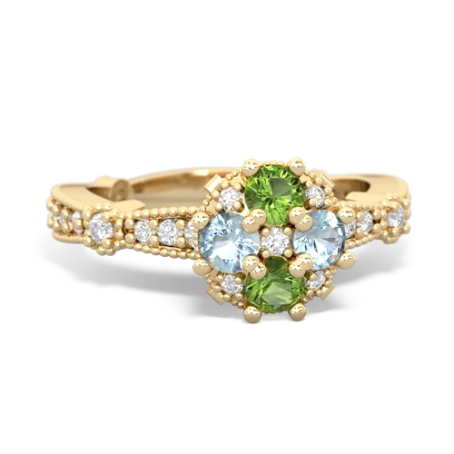 peridot-aquamarine art deco engagement ring