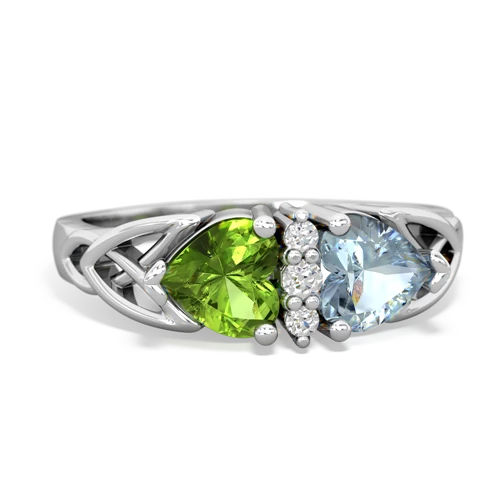 peridot-aquamarine celtic ring