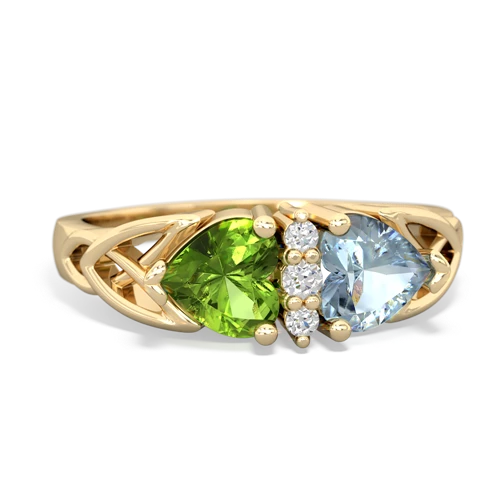 peridot-aquamarine celtic ring