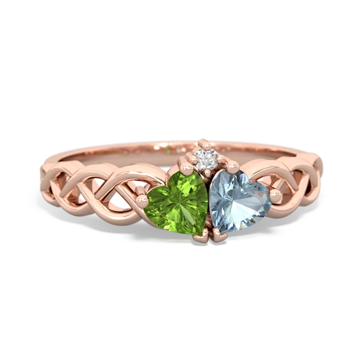 peridot-aquamarine celtic braid ring