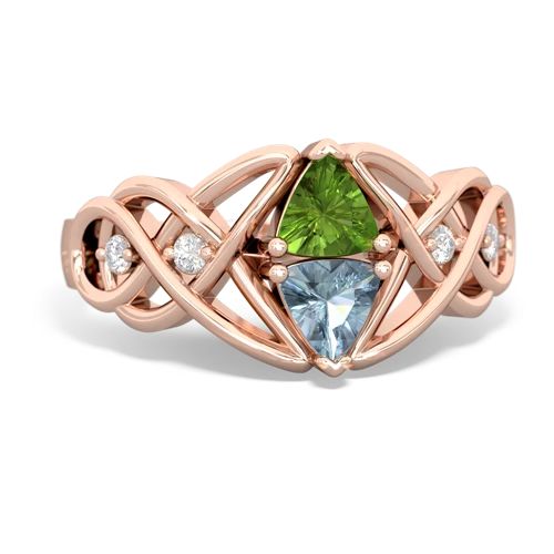 Peridot Genuine Peridot with Genuine Aquamarine Keepsake Celtic Knot ring Ring