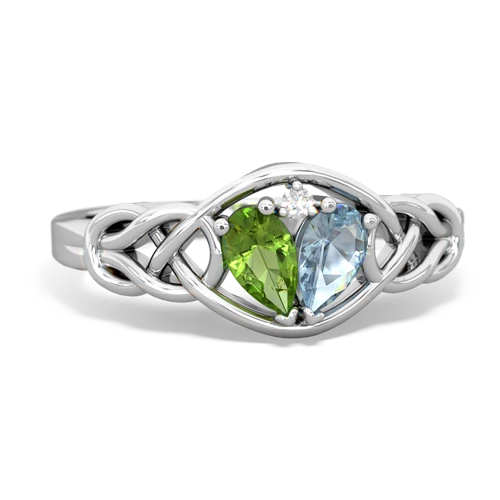 peridot-aquamarine celtic knot ring