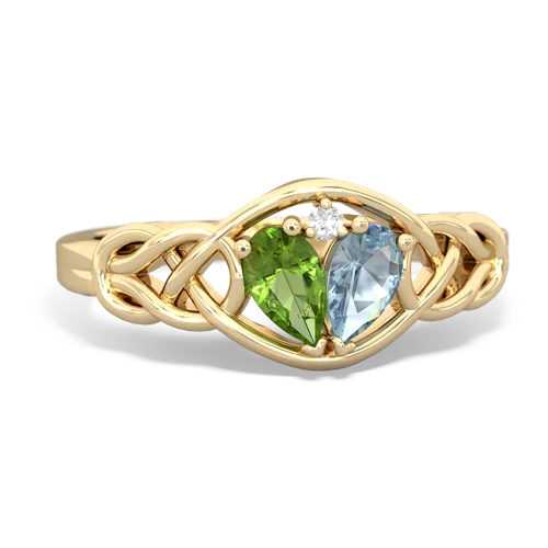 peridot-aquamarine celtic knot ring