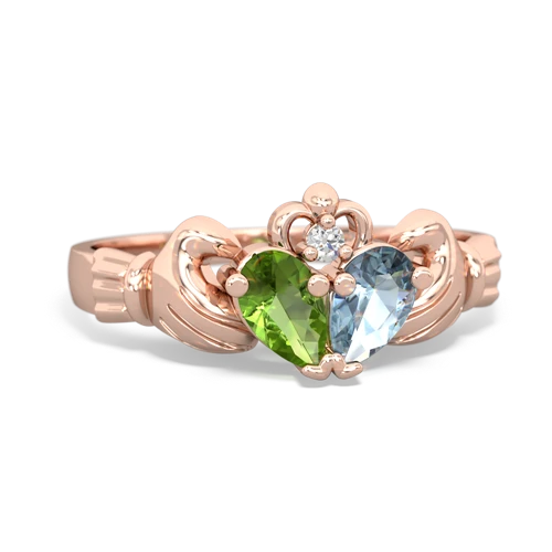 Peridot Genuine Peridot with Genuine Aquamarine Claddagh ring Ring