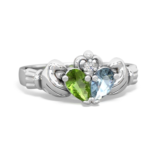 peridot-aquamarine claddagh ring