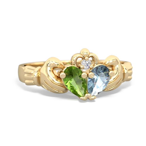 peridot-aquamarine claddagh ring