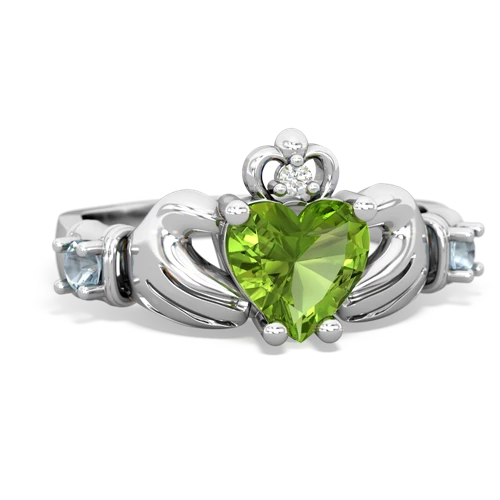 peridot-aquamarine claddagh ring