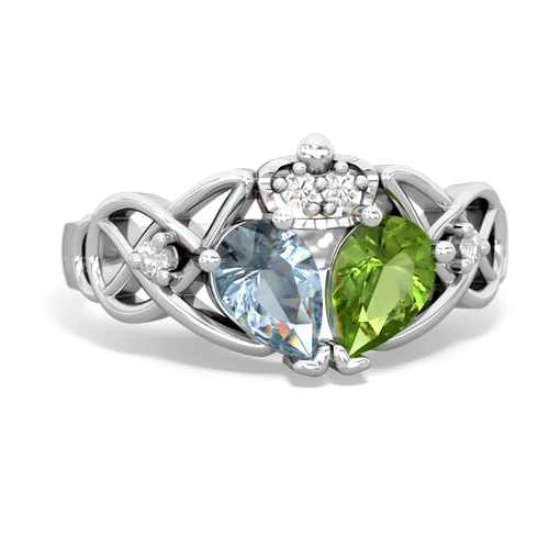 peridot-aquamarine claddagh ring