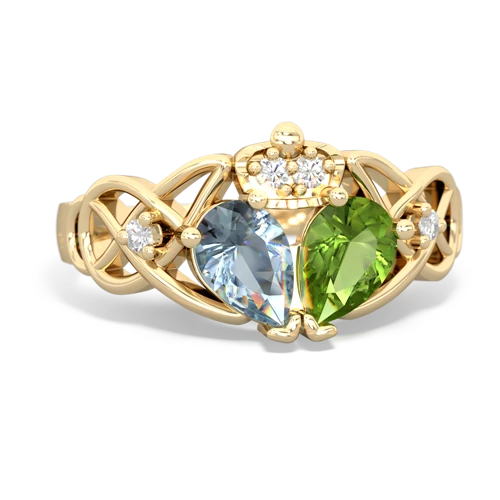 peridot-aquamarine claddagh ring