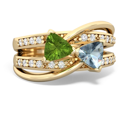 Peridot Genuine Peridot with Genuine Aquamarine Bowtie ring Ring