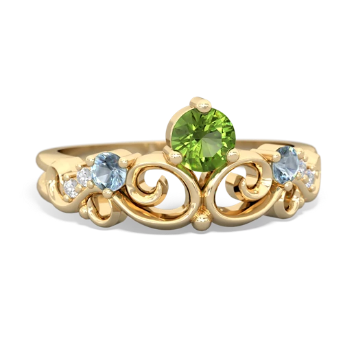 Peridot Genuine Peridot with Genuine Aquamarine and  Crown Keepsake ring Ring