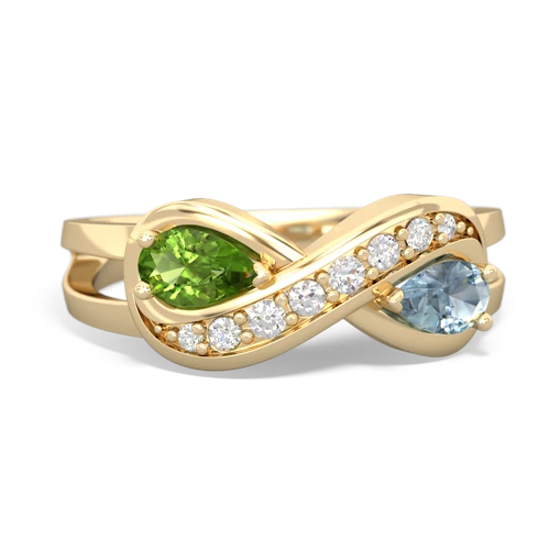 Peridot Genuine Peridot with Genuine Aquamarine Diamond Infinity ring Ring