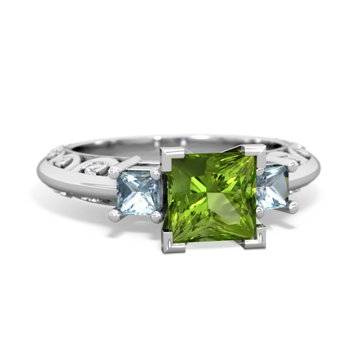 Peridot Genuine Peridot with Genuine Aquamarine and Genuine Opal Art Deco ring Ring