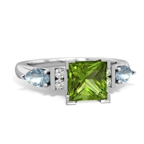 Peridot Genuine Peridot with Genuine Aquamarine and  Engagement ring Ring