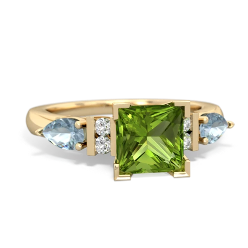 Peridot Genuine Peridot with Genuine Aquamarine and Genuine Opal Engagement ring Ring