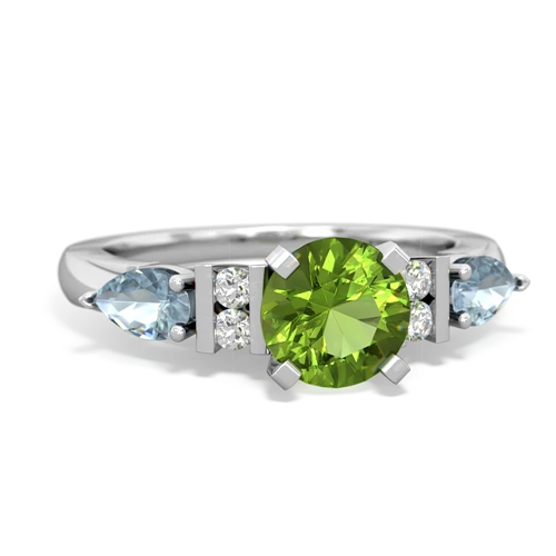 Peridot Genuine Peridot with Genuine Aquamarine and  Engagement ring Ring