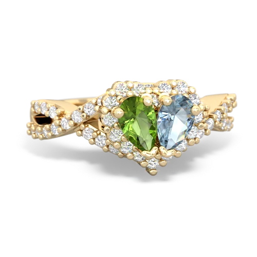 peridot-aquamarine engagement ring