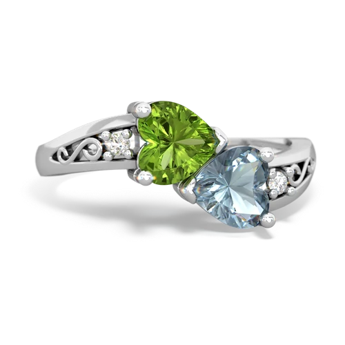 peridot-aquamarine filligree ring