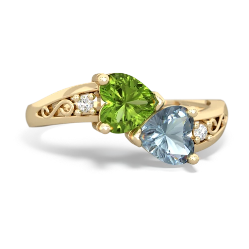 peridot-aquamarine filligree ring