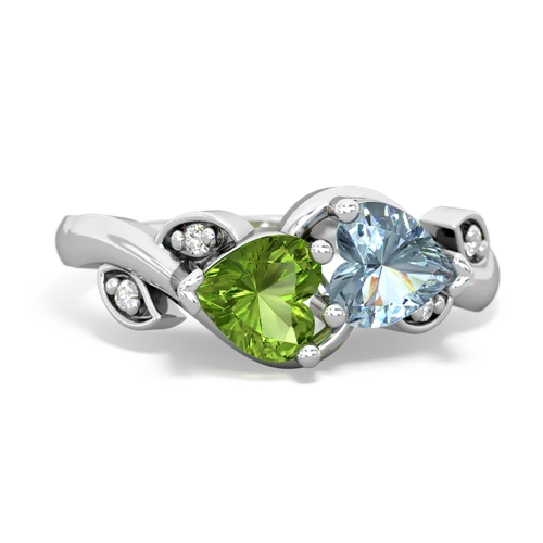 Peridot Genuine Peridot with Genuine Aquamarine Floral Elegance ring Ring