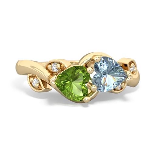peridot-aquamarine floral keepsake ring