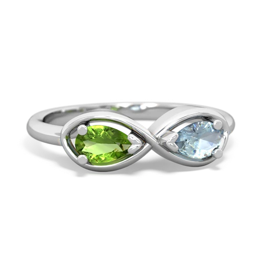 peridot-aquamarine infinity ring