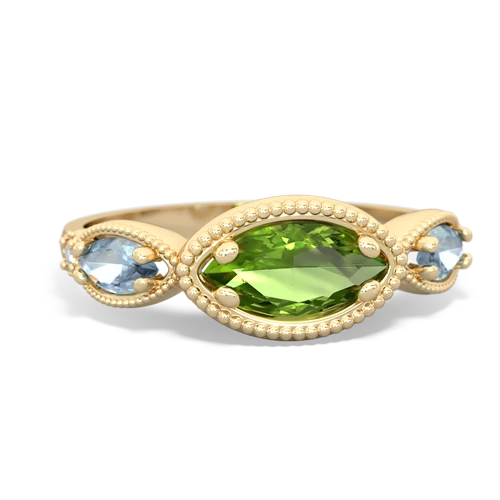 Peridot Genuine Peridot with Genuine Aquamarine and Genuine Opal Antique Style Keepsake ring Ring