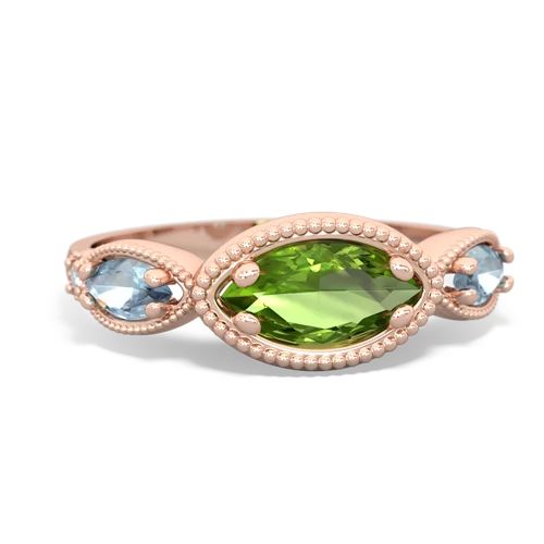 peridot-aquamarine milgrain marquise ring