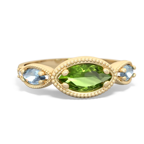 peridot-aquamarine milgrain marquise ring